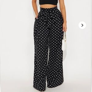 Ella Polka Dot Wide Leg Pant - Black/White
